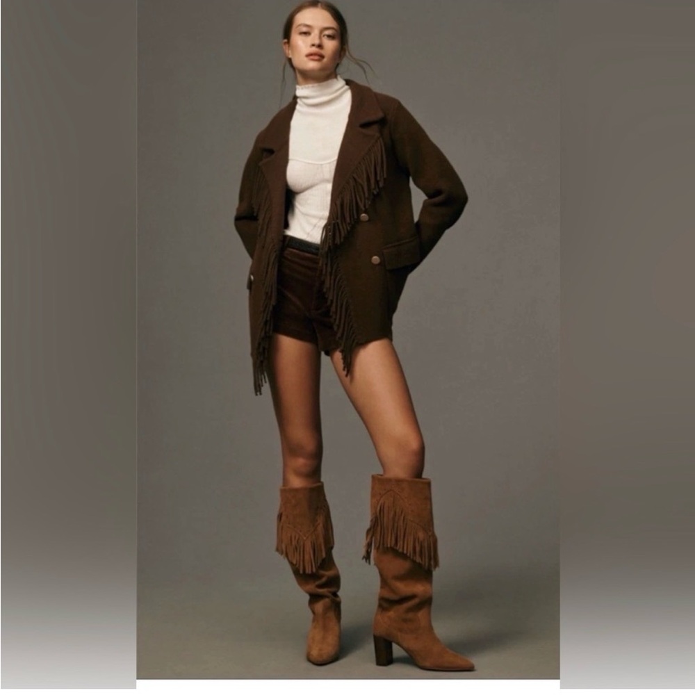 NVLT Knit Fringe Blazer Coatigan